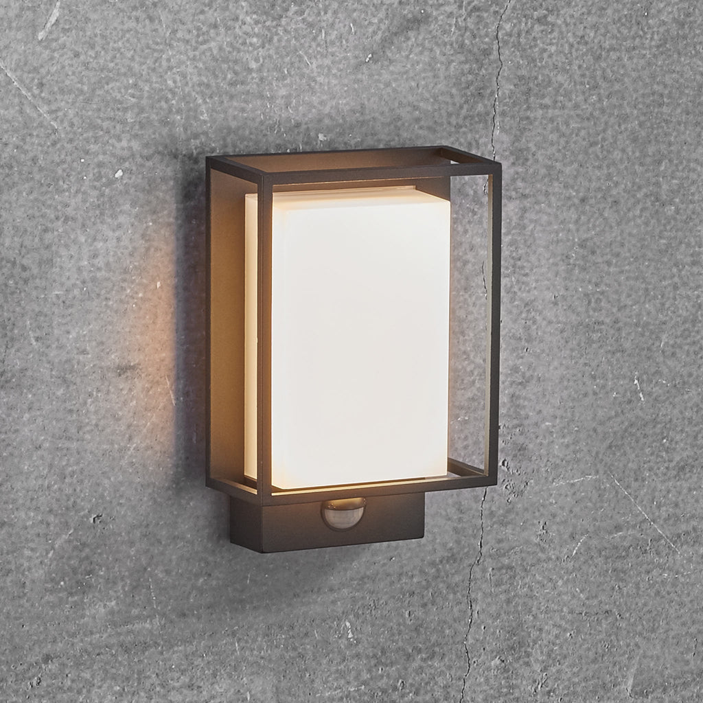 Nestor Sensor LED Outdoor Wall Light, Black/Opal