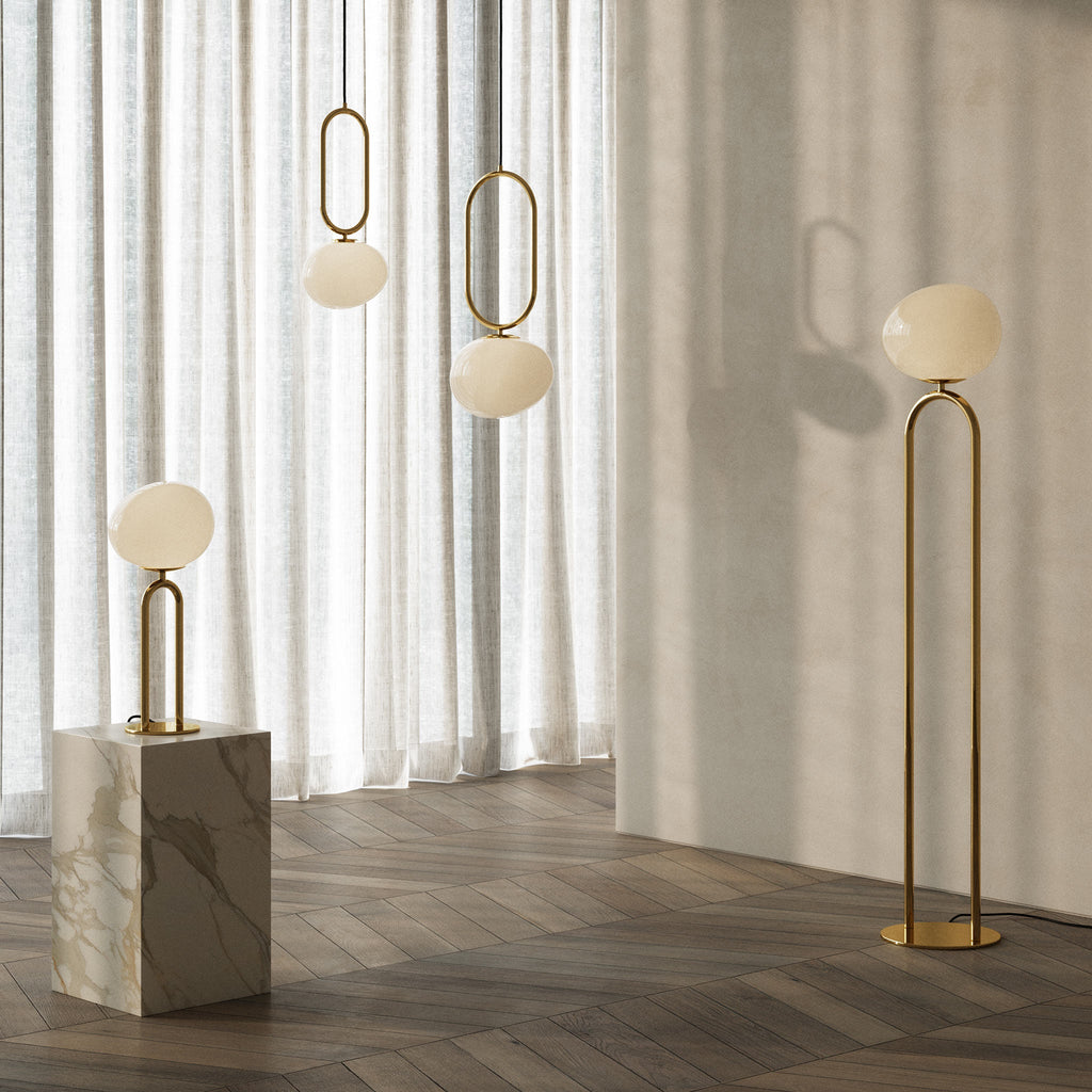 Shapes 22 Pendant Light, Brass/Opal