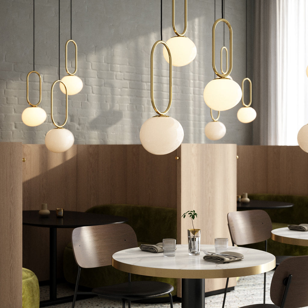 Shapes 22 Pendant Light, Brass/Opal