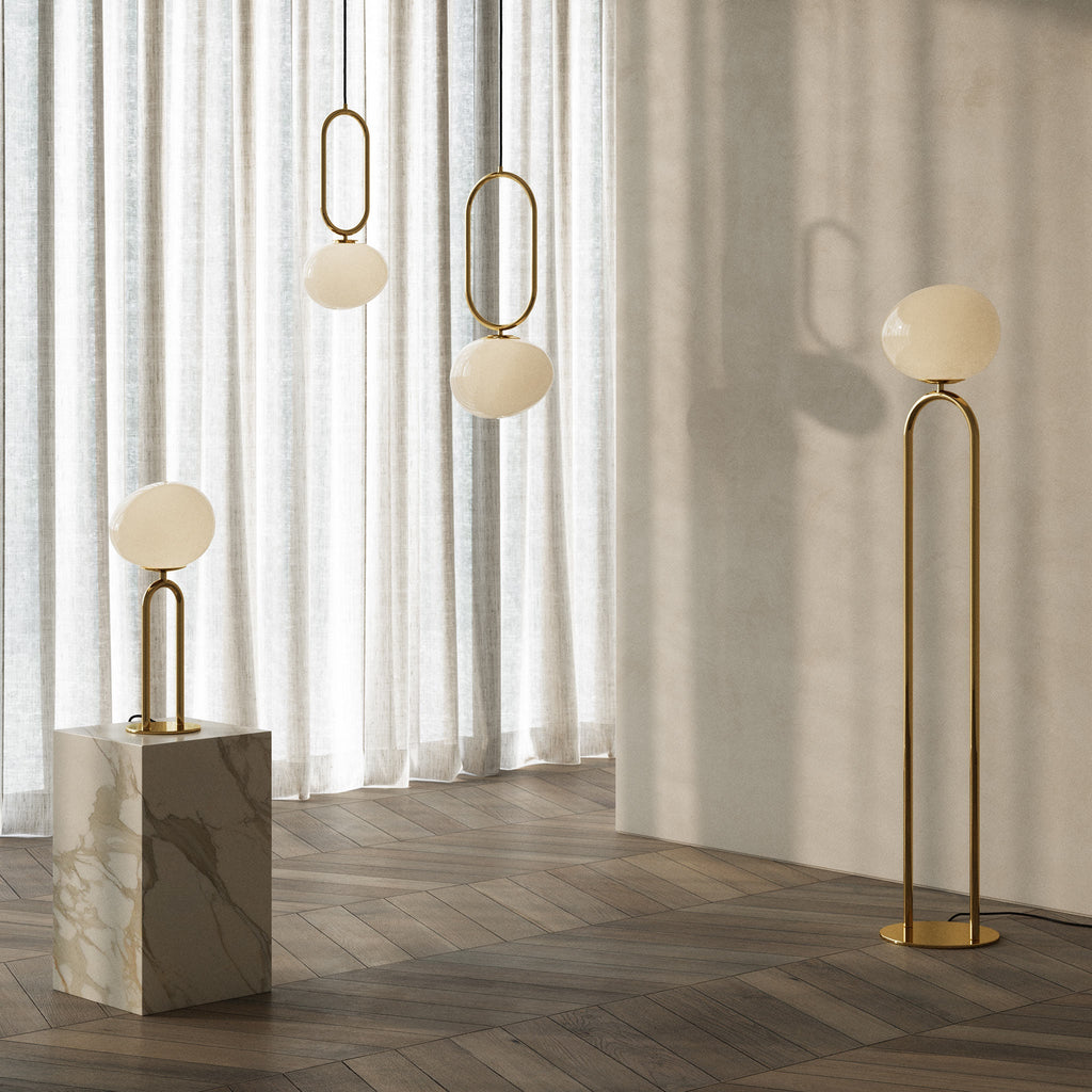 Shapes 27 Pendant Light, Brass/Opal