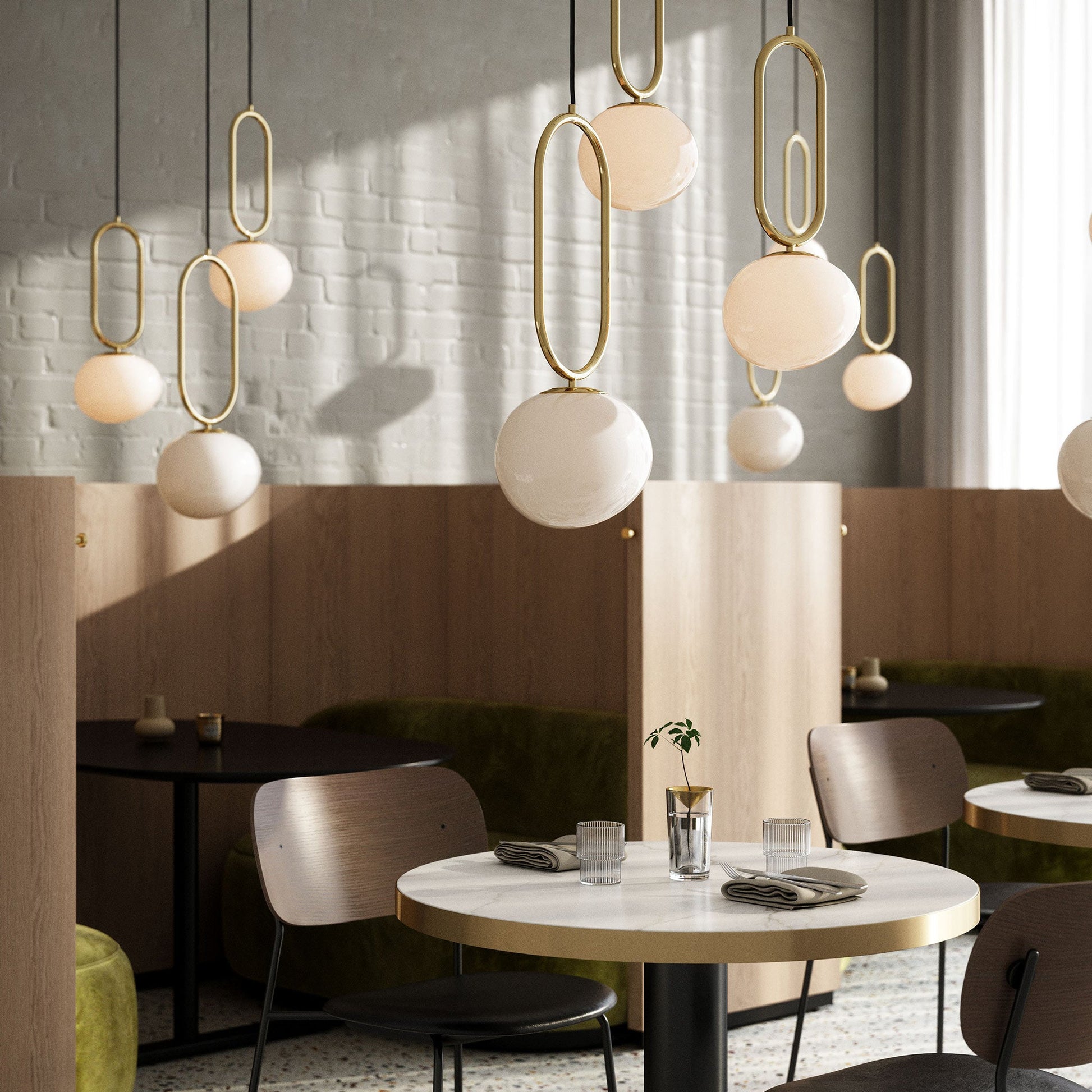 Shapes 27 Pendant Light, Brass/Opal