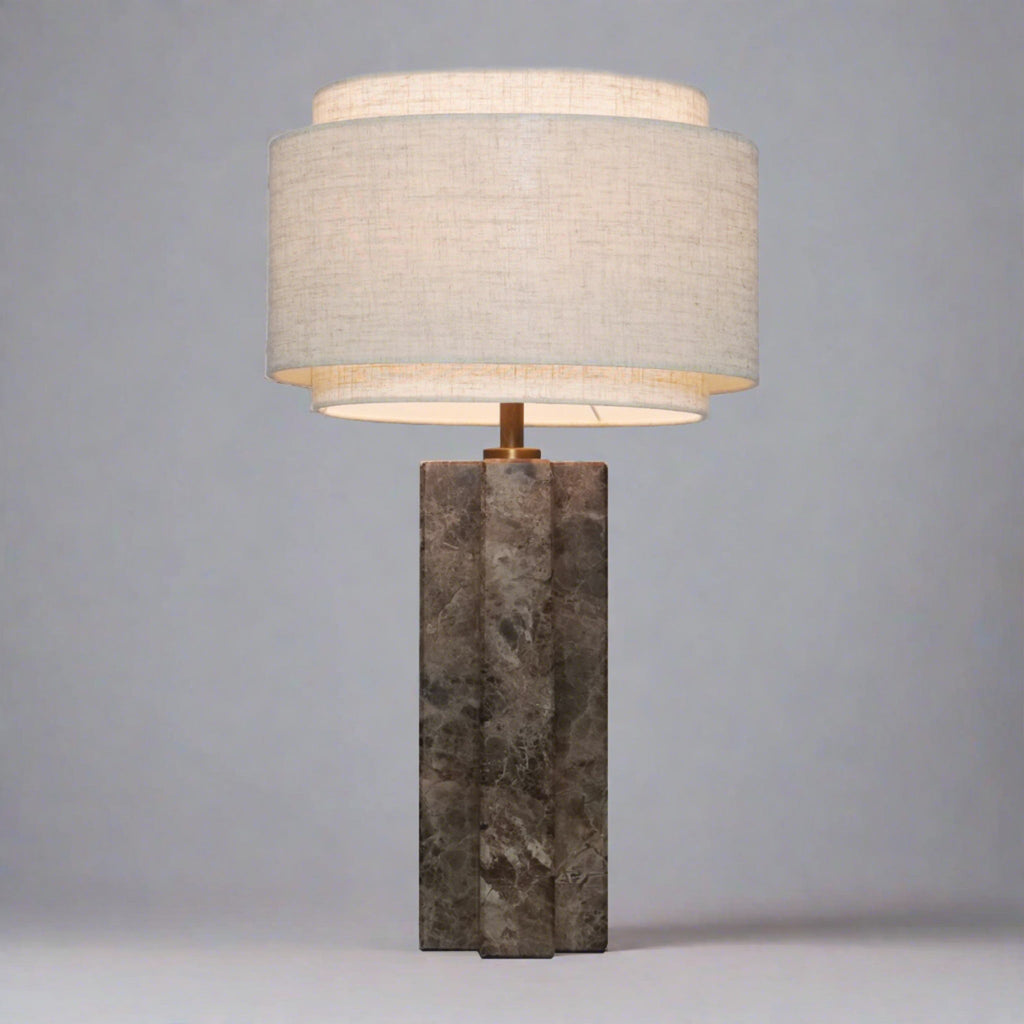 Takai Marble Table Lamp, Brown/Beige