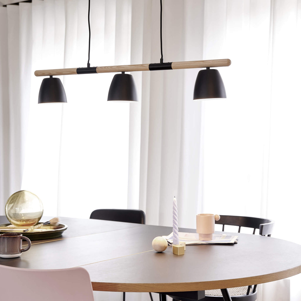 Theo 3 Light Island Pendant Light, Black/Brown