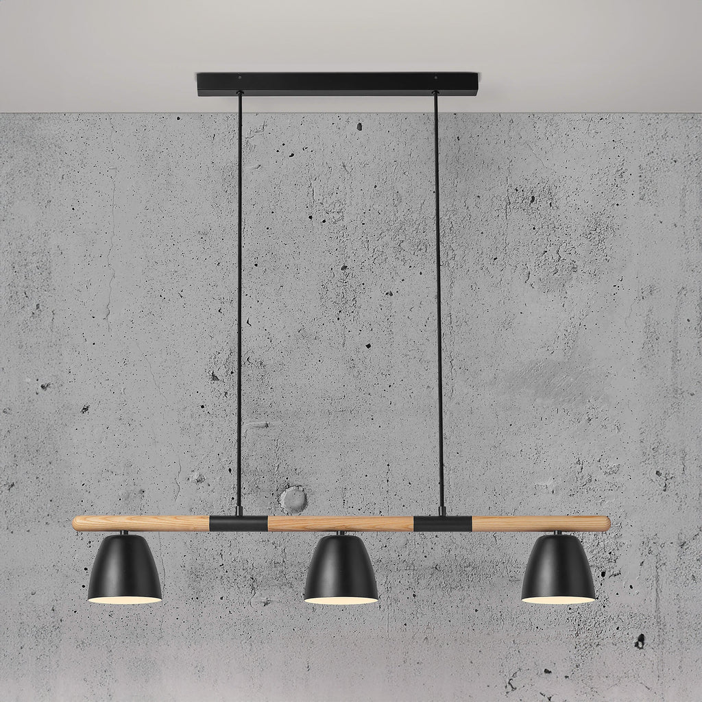 Theo 3 Light Island Pendant Light, Black/Brown