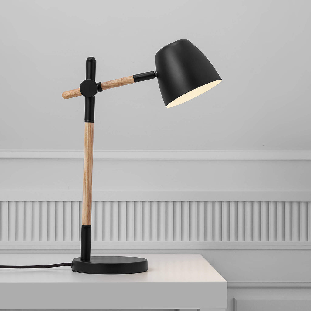 Theo Desk Lamp, Black/Brown