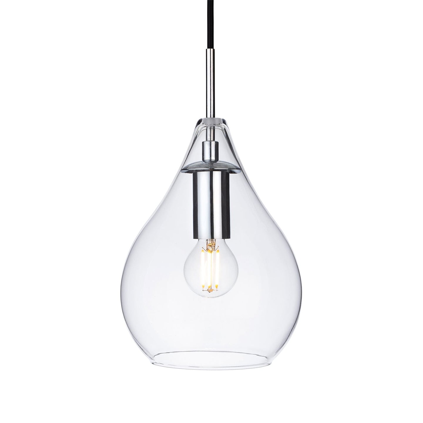 Lia Teardrop Glass Pendant Light, Clear/Glass