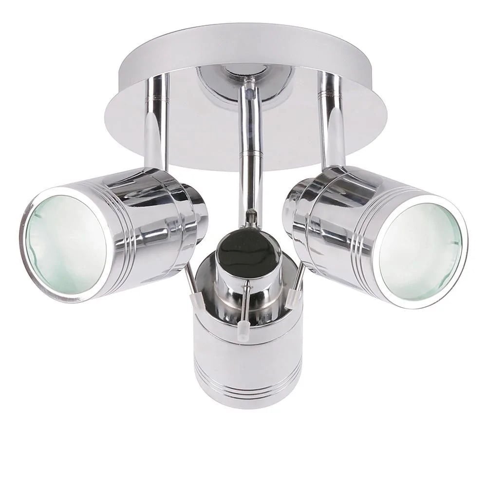 Denley 3 Spotlight Bathroom Ceiling Plate, Chrome